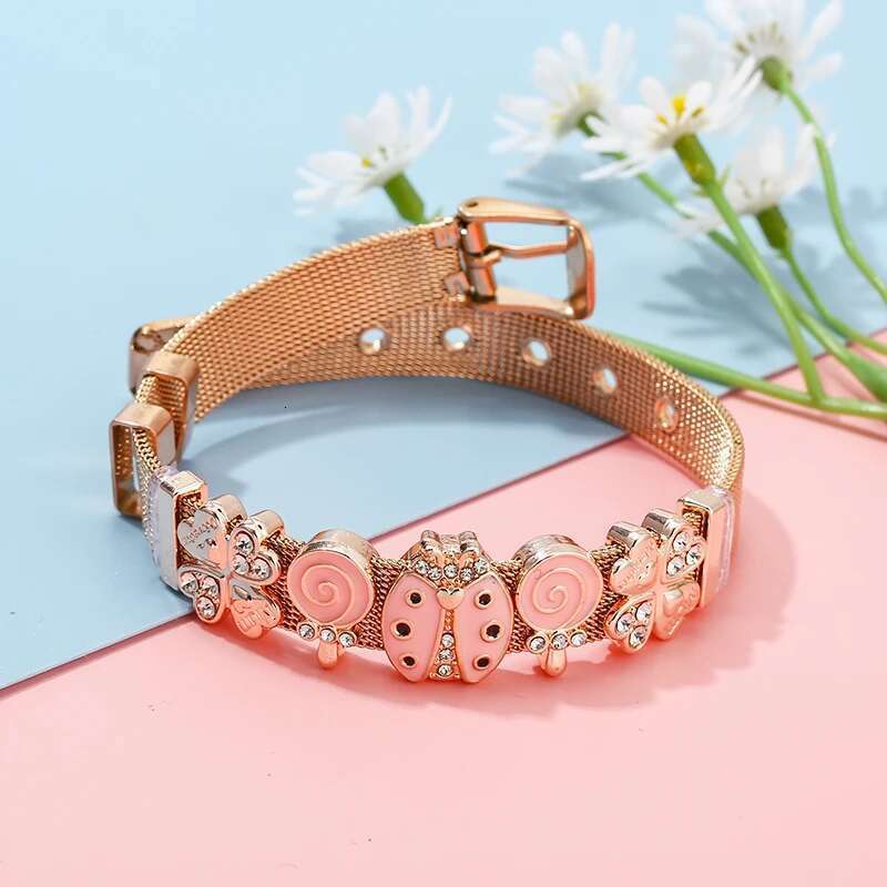 New Fashion 10mm Lollipop Beads Stainless Steel Mesh Bracelets DIY Charm Keeper Bracelets Bangle For Women Men Jewelry Gift
