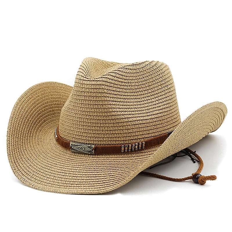 Women Men Cowboy Hat Summer Wide Brim Western Cowgirl Straw Hats Fashion West Fancy Dress Party Headwear Unisex Cap