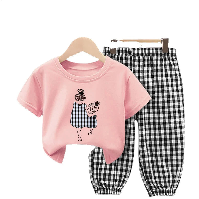 Summer Sets Childrens Clothing Girls Mother Kids Toddler Clothes Cute Fashion Cotton T-shirt Top Pants 2pcs Baby Girl Clothes 250319