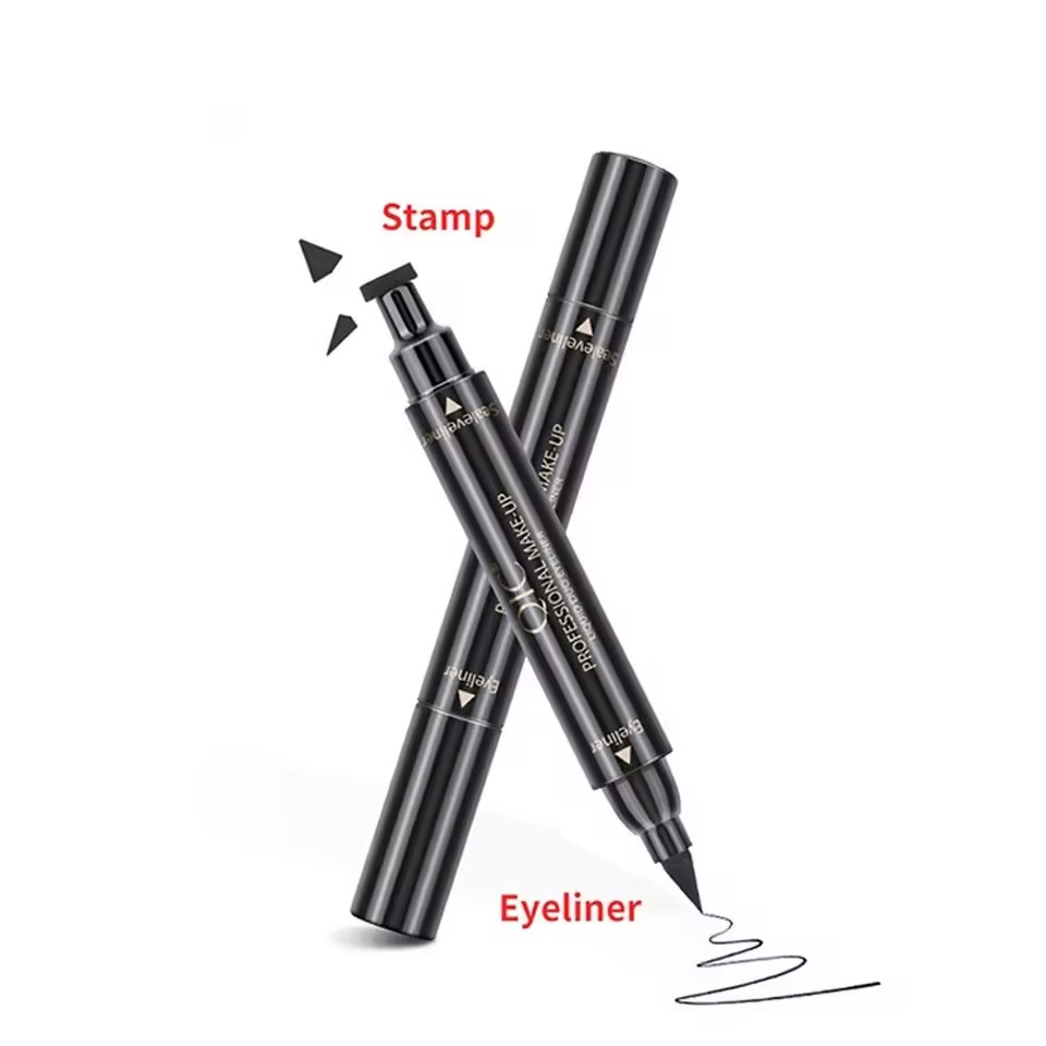 Double-head seal eyeliner Waterproof non-smudging triangle wing tail seal eyeliner