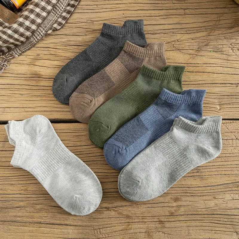 5/10/20 Pairs Men Solid Color Socks Sweat Wicking Breathable Soft Comfortable Sports Style Mesh Shallow Mouth Casual Boat Socks X250319