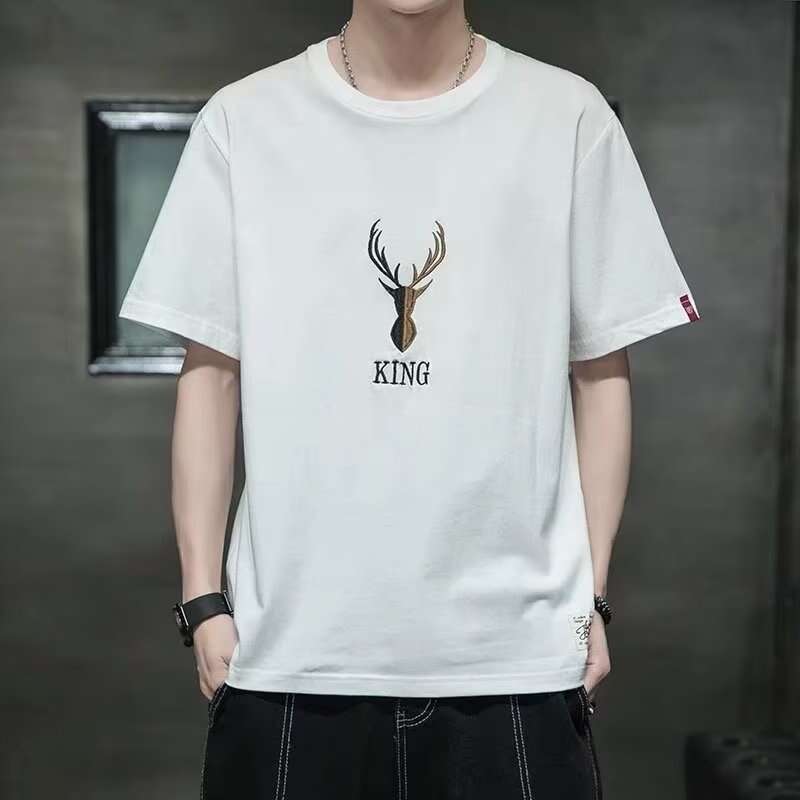 Short T-shirt trendy brand gradient smiling face, half sleeved versatile t-shirt for men's thin summer clothing