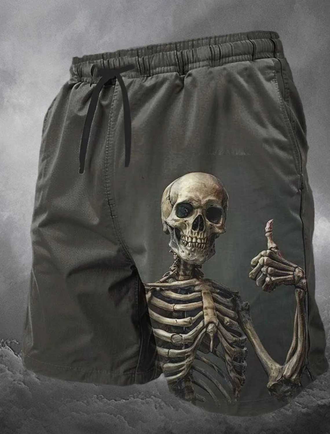 Mens Skeleton Long Swimming Dry Surfing Dry Shorts Fashion Street Trend Leisure Daily Vacation Elastic Waist Designer Clothing W250319