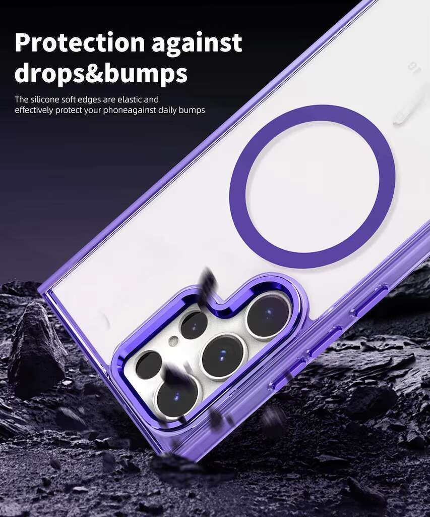 High Transparent PC Hard Mobile Phone Case for Samsung S25 Ultra case Simple Strong Magnetic Lens Frame Cover Solid Color