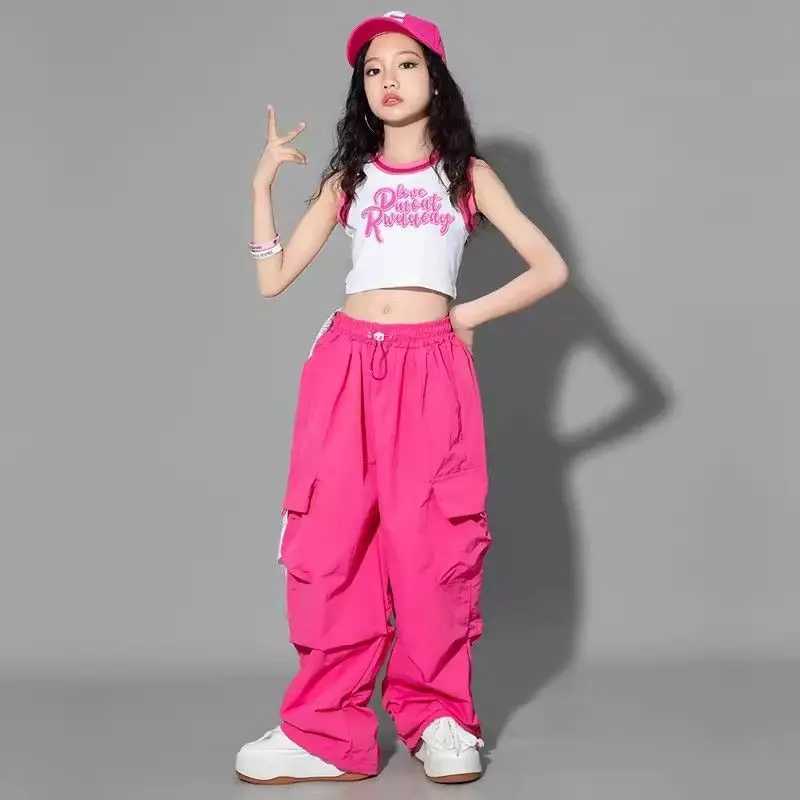 5-14 year old girls dance pants childrens hip-hop jogging pants straight pants Trousers high waisted retro casual youth street clothing bag pantsT2503