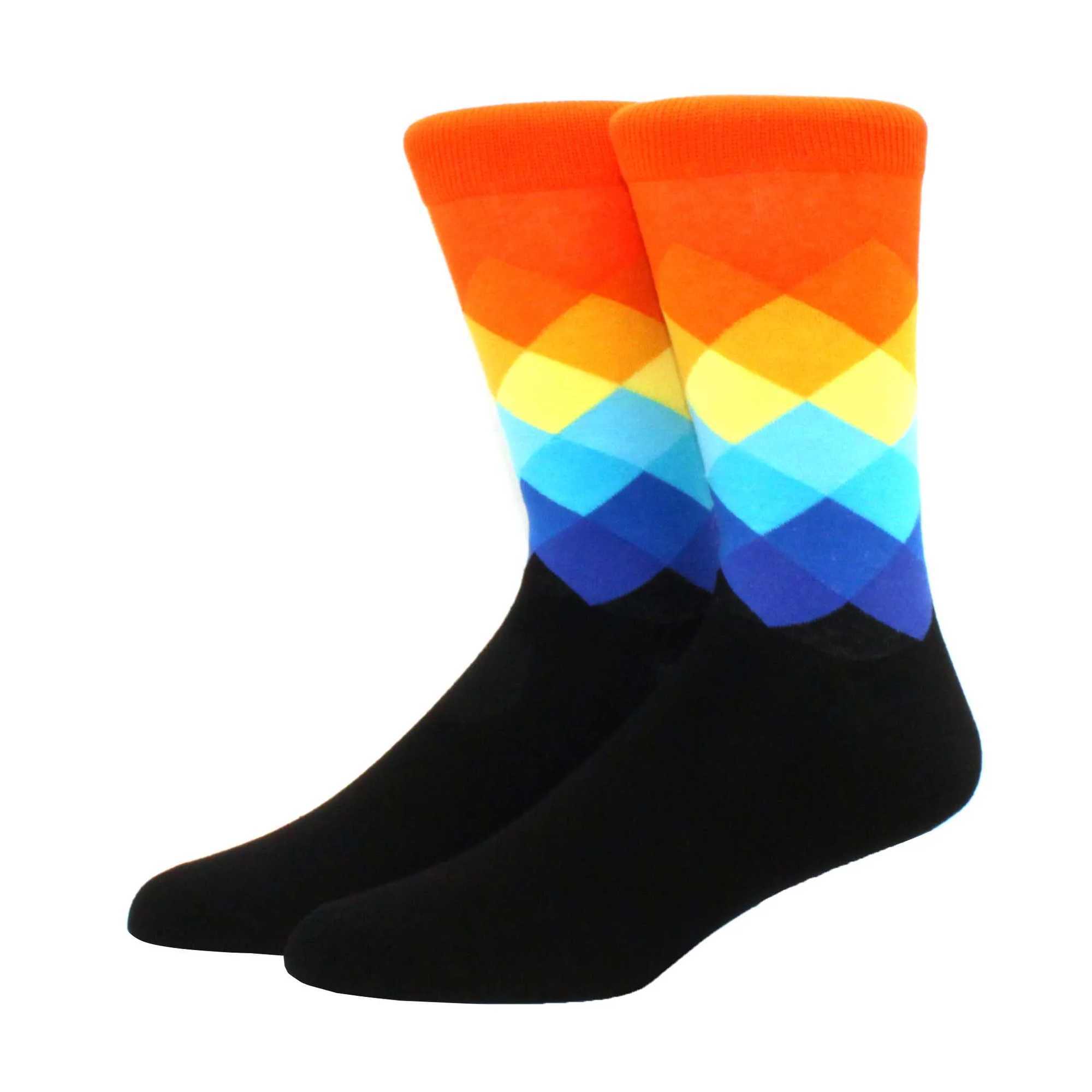 Classic hot selling mens casual gentleman socks high-quality color puzzle happy socks business party dresses mens cotton socks X250319