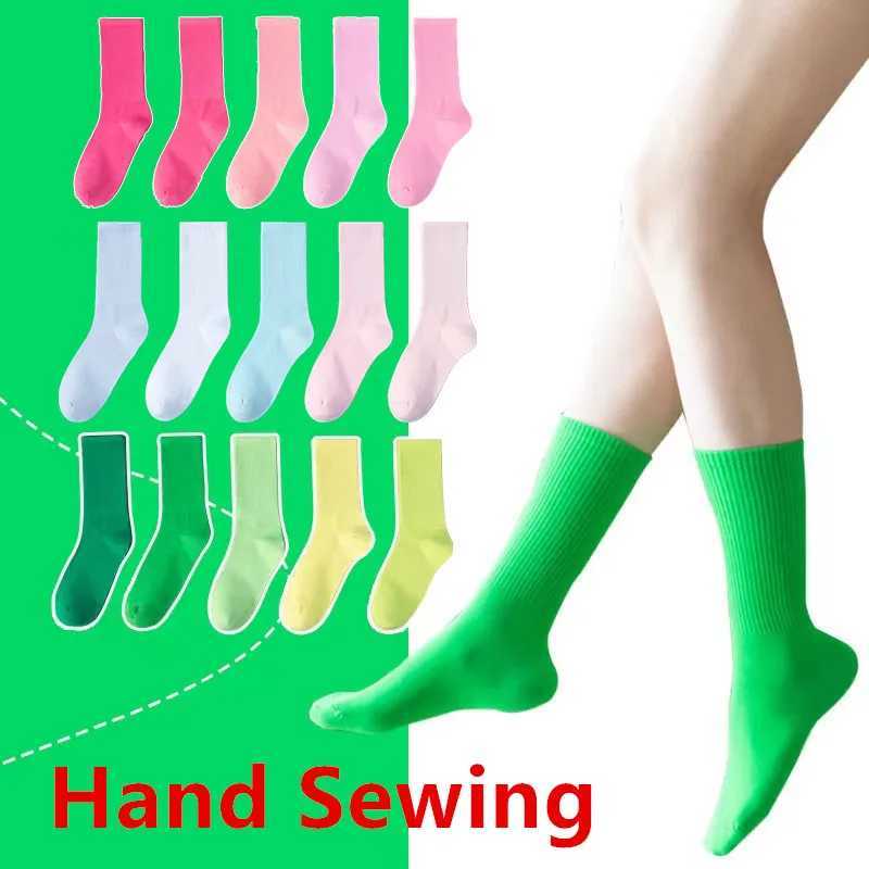 40 Colors Solid Men Socks Women Middle Tube Four Seasons Combed Cotton Sport Breathable Hand Sewing Pink Green Colorful Sock X250319