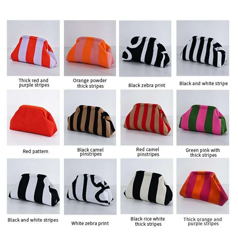 Summer Beach For Women Woven Crochet Handbags Purses Knitting Dumpg Clutch Ruched Cute Cloud Casual Colorblock Bag