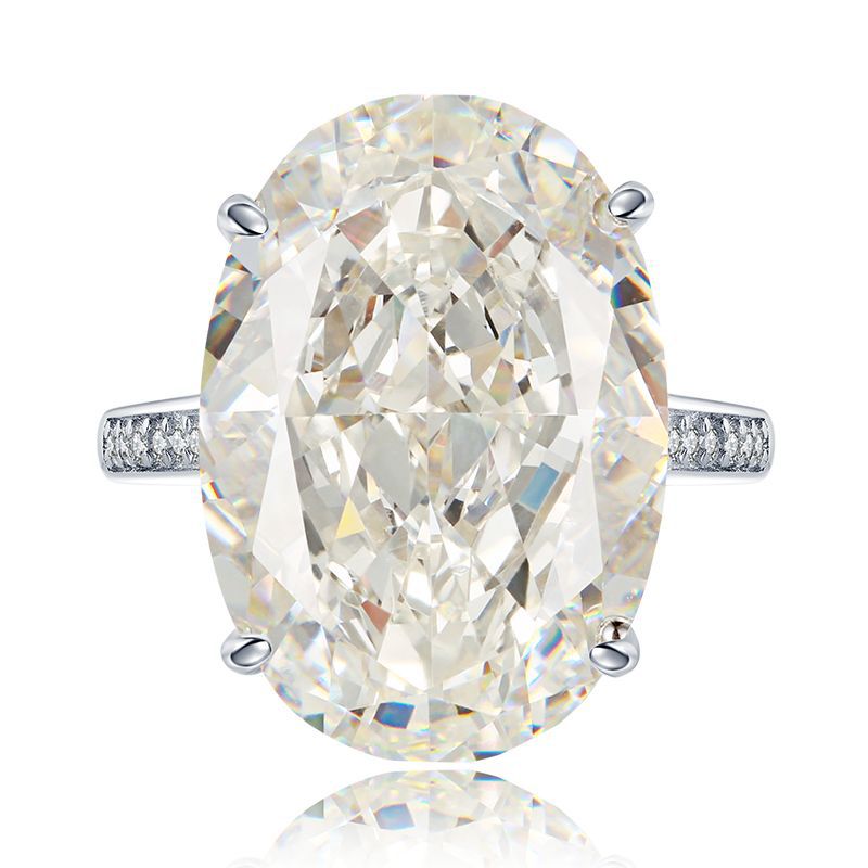 20Ct Large Dove Egg Oval Cut White Moissanite Diamond Gemstones Luxury Jewelry Real 100% 925 Sterling Silver Lady Women Wedding Band Ring For Mother G