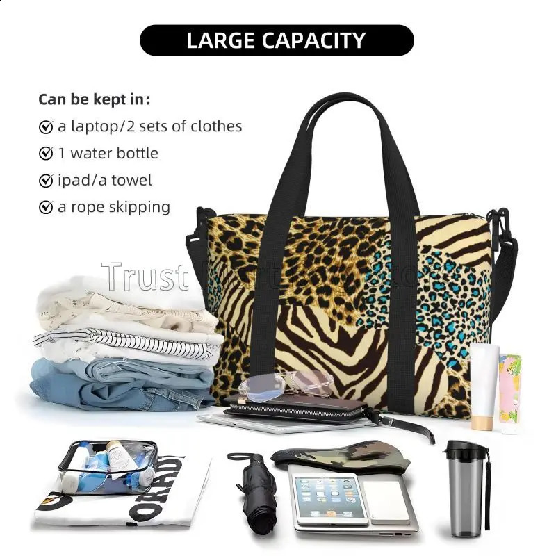Cheetah Leopard Print Travel Backpack Waterproof Weekend Overnight Handbag Foldable Portable Sports Fitness Yoga Bag 250317