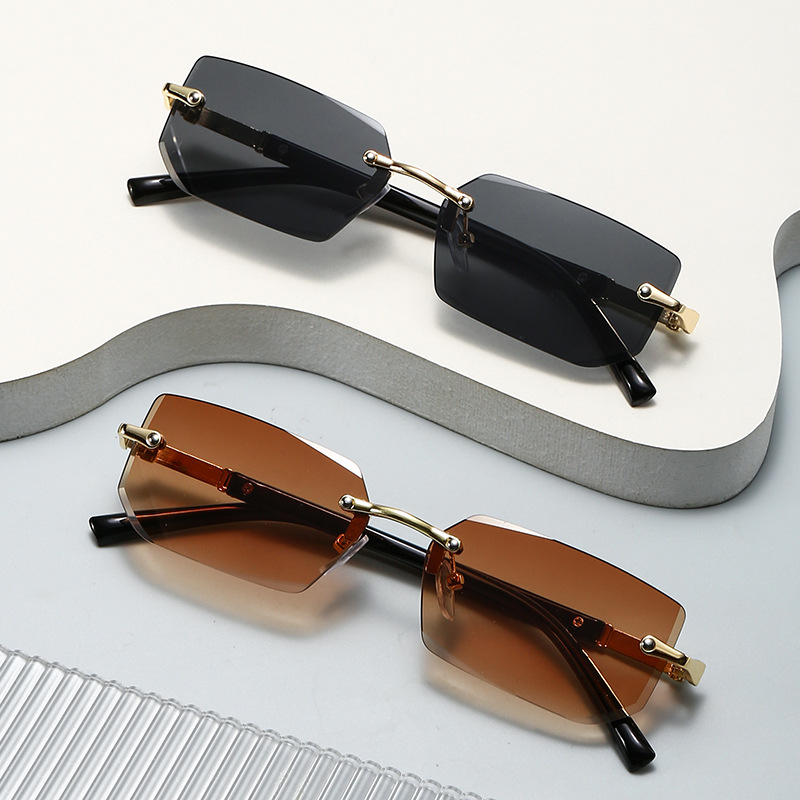 2025s New rimless fashion sunglasses Europe and the United States fashionable cut edge sunglasses personality jelly shades Rimless sunglasses fashion