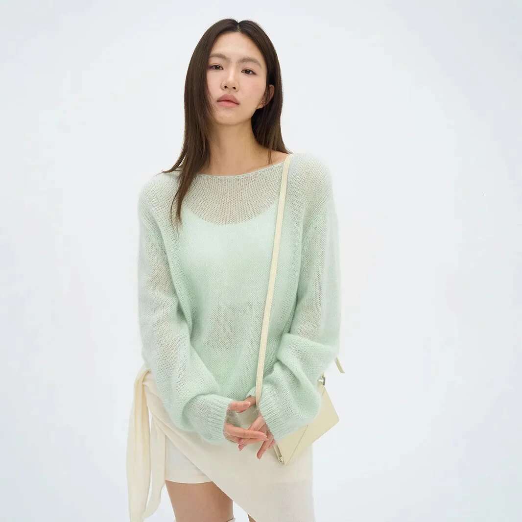 Love And Nancy Thirteen Rows 2025 Spring Dopaamine Long Sleeve Crew Neck Loose Lazy Style Sweater Comfortable Casual Wear