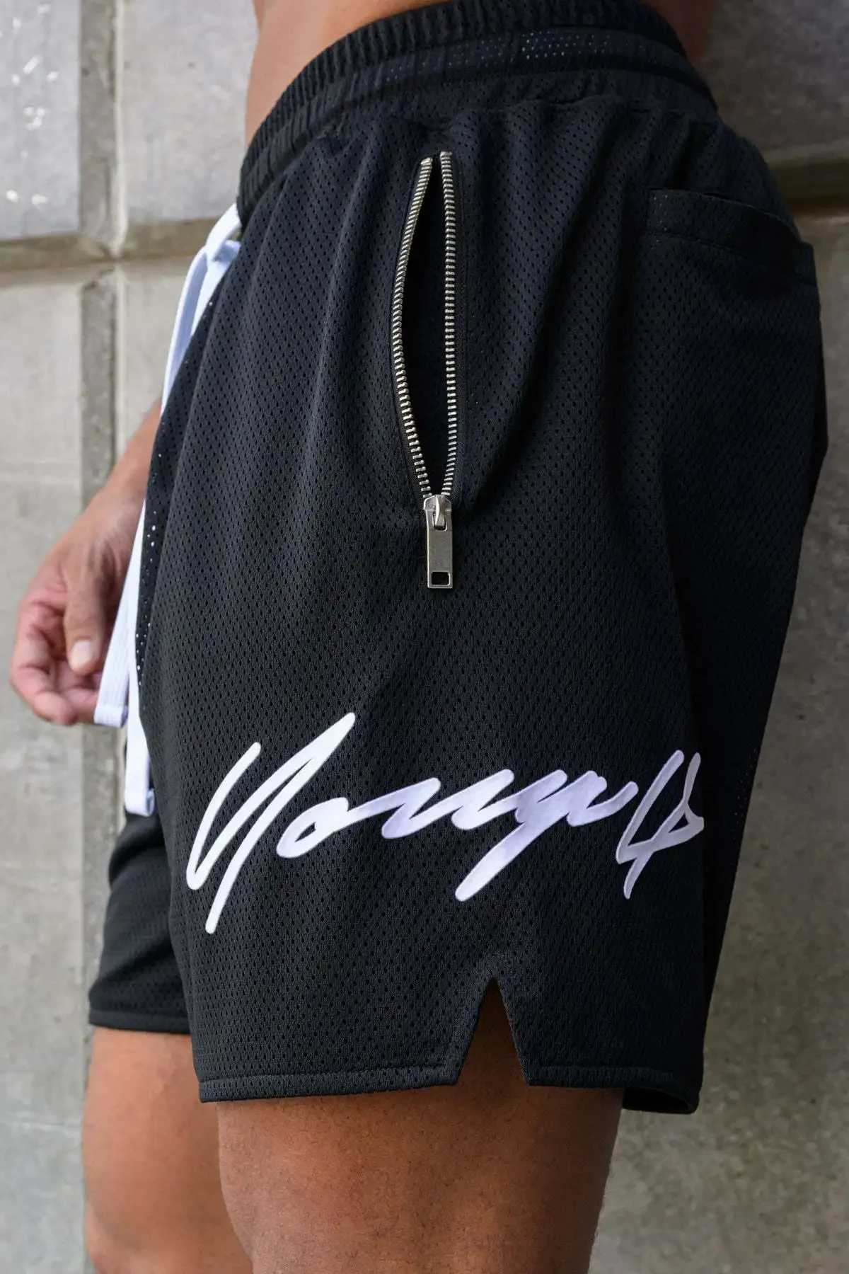 Mesh summer mens ice silk thin loose basketball zipper pocket for quick drying and breathable quarter pants W250319