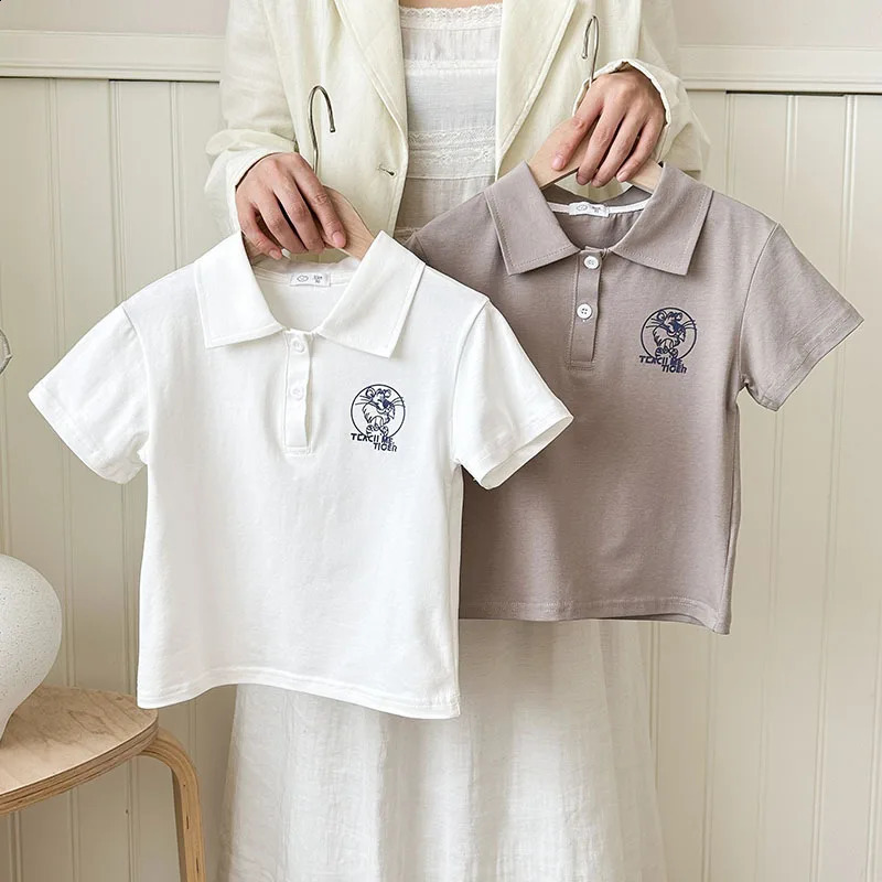 Baby Girls Boys Polo Shirt Kids Short Sleeved White Shirts School Uniform Top Tees Summer Childrens Casual Clothing 250319