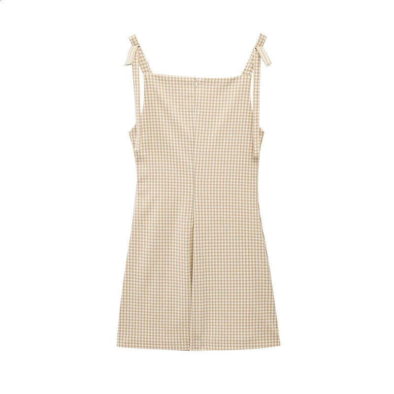 RAFZNB Straight Collar Short Dresses For Women Fashion Bow Strap Decoration Sleeveless Female Elegant Party 250319