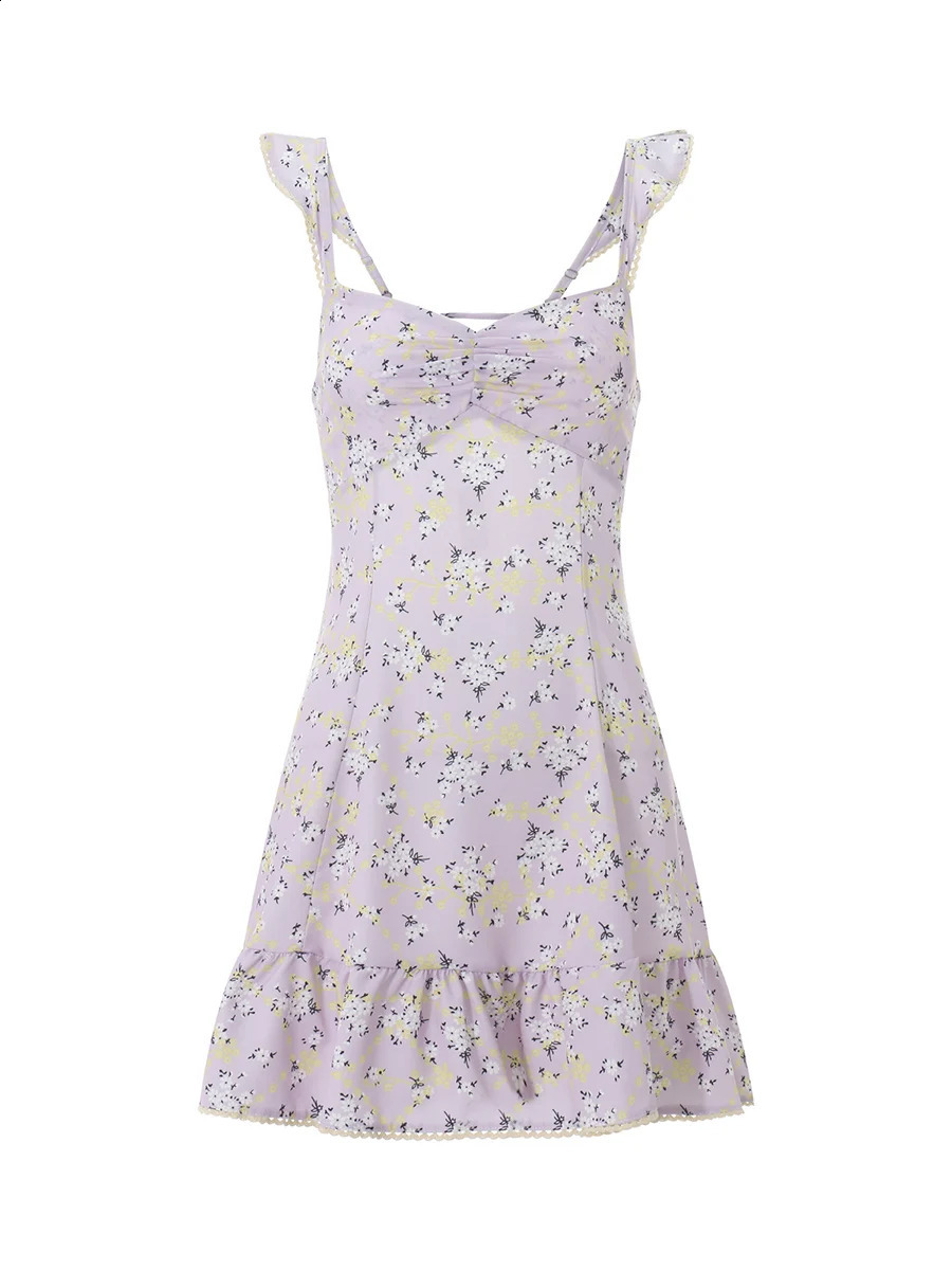 Fairy Cottage Mini Dress for Women Low Cut Sleeveless Cutout A-line Short Dress 90S Aesthetic Retro Y2K Streetwear 250319