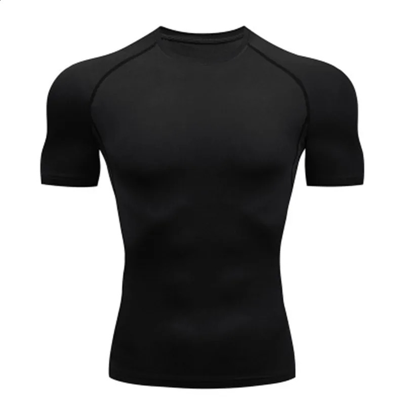 Mens running compression Tshirt short sleeved sports gym fitness sportswear mens jogging track and field clothing top 250319