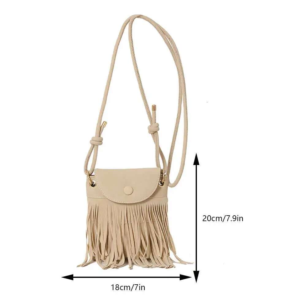 Fringe Design Messenger With Adjustable Strap Everyday Trendy Leather Shoulder Bag Tassel Solid Color Versatile