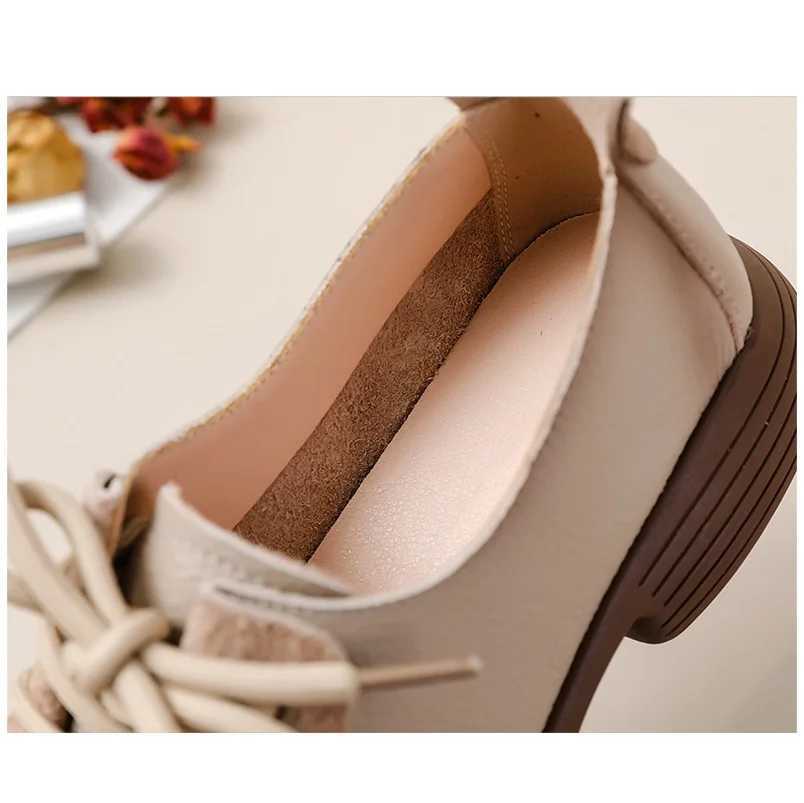 New natural cowhide Oxford shoes womens lace shoelaces womens luxury retro brogues flat womens business shoesXJ250319