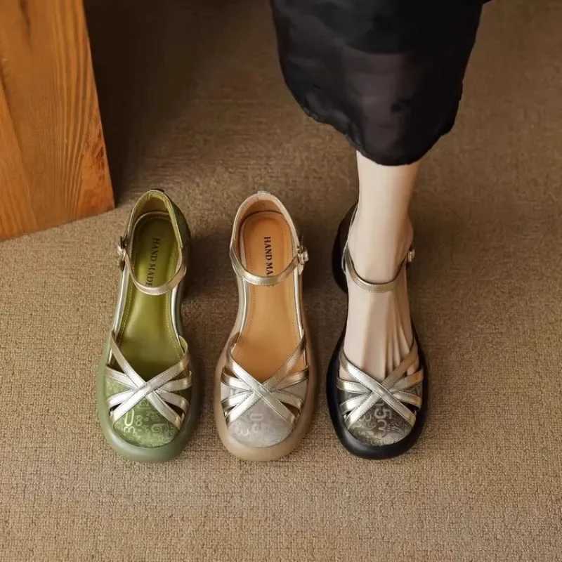 High Heel Square Heel Modern Sandals Buckle Strap Adult Female Shoes Sale 2024 Fi Solid Shallow Ccise Womens SandalsXJ250319