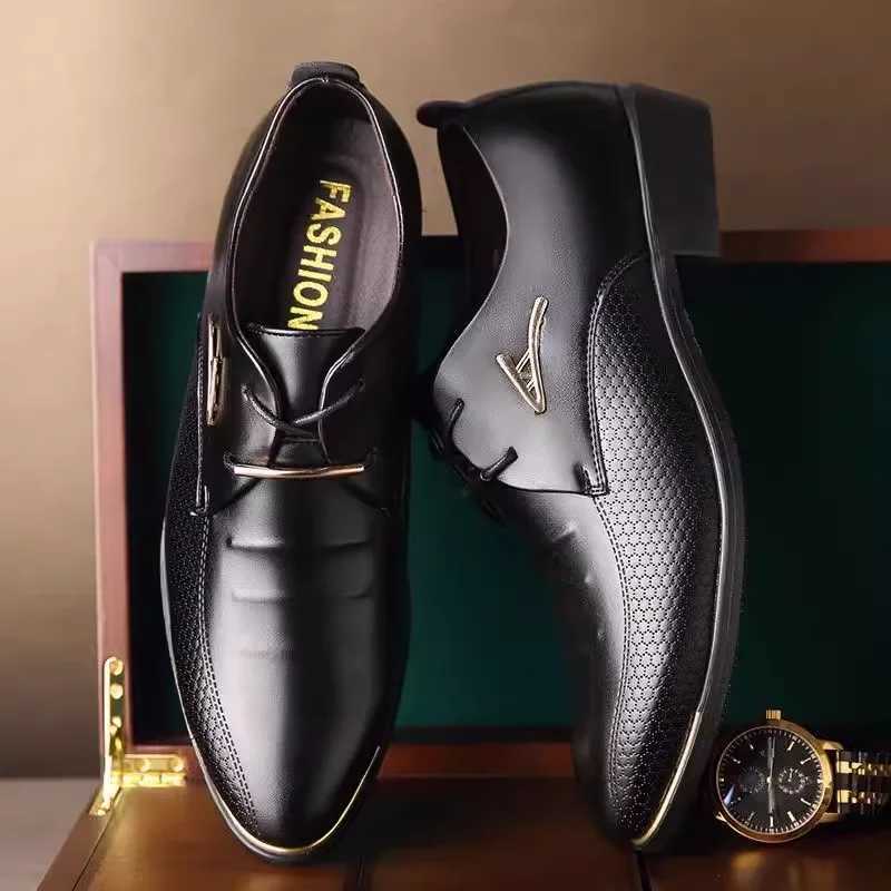 Black brown social shoes mens Pointed Toe mens formal shoes Italian official denim leather casual new gentleman set shoesXJ250319