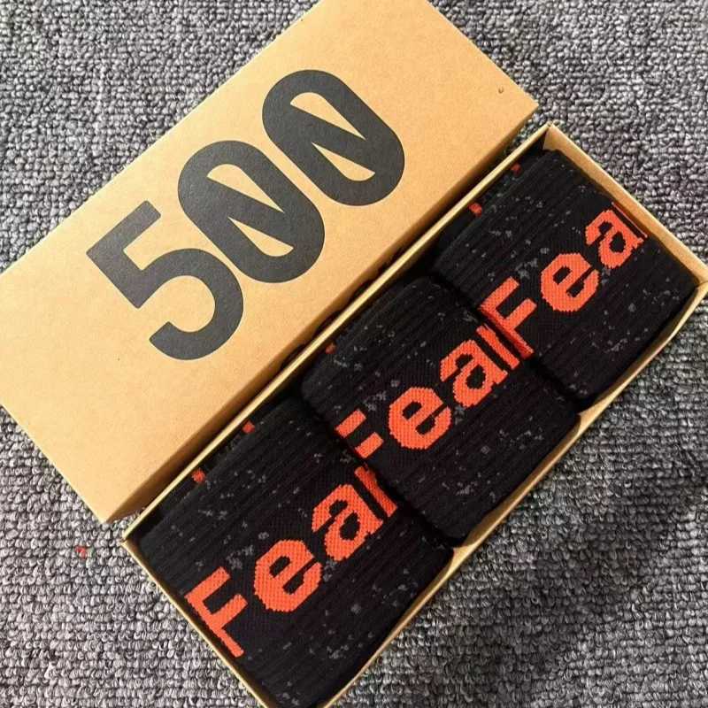 Black Cotton Socks with Digits Letters - 3 pairs in a Gift Box for Casual and Sports use X250319