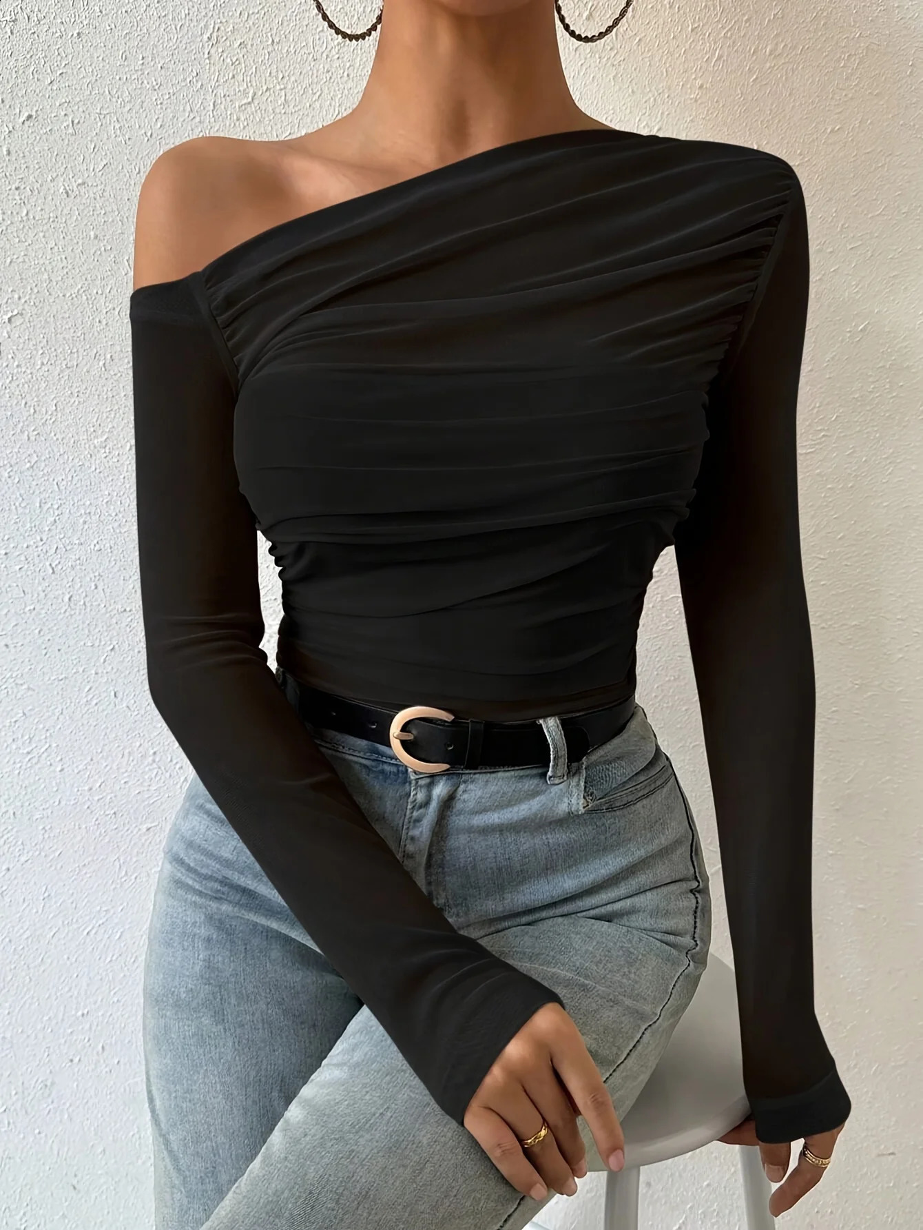 European and American Retro Style Slim Fit Versatile Round Neck Long Sleeve T-shirt Top Shirt Fashion V Neck Long Sleeve 250319