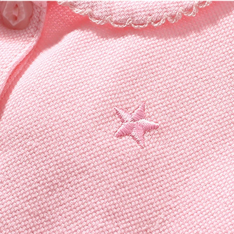 Little maven Girls Polo Shirts Summer Girls Shorts Sleeve Shirts Solid Pink Colors Childrens t-shirts for Girls Clothes 250319