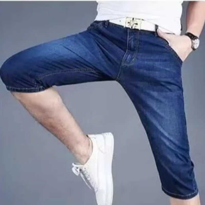 New mens summer fashion light elastic ultra-thin breathable mid waist five pants comfortable casual street daily denim jeans W250319