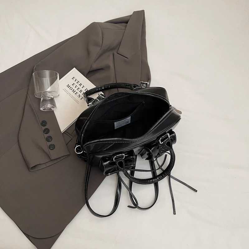 LEFTSIDE small bow design PU leather simple cross body bag suitable for warm 2024 Y2K new trend luxury shoe bag womens handbag Y250318