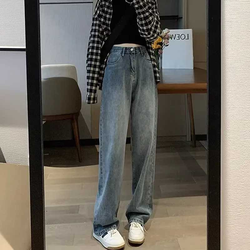 Spring and summer new high waisted ultra-thin jeans suitable for women niche casual loose thin bottom pants wide leg pants fashionable pantsT250319