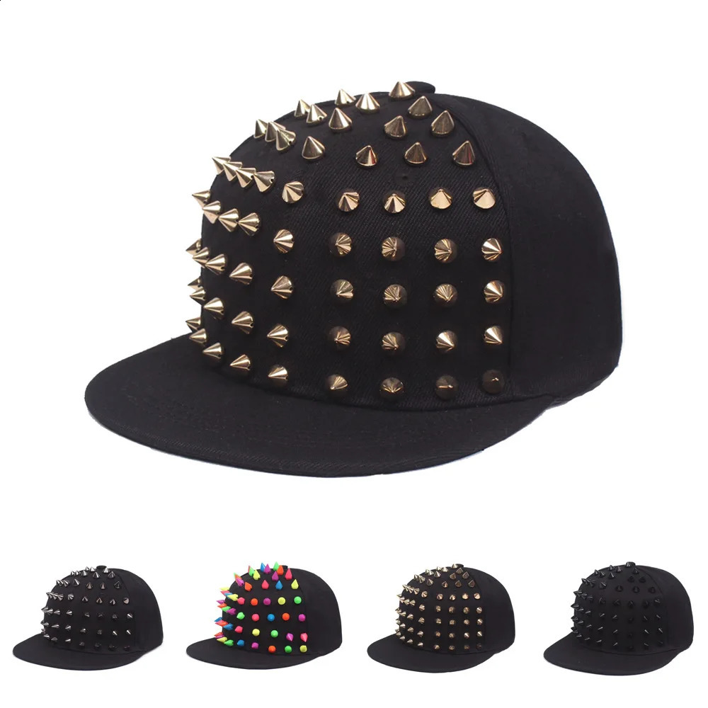 Men and Womens Rivet Flat Hat Punk Rock Hip Hop Stud Baseball Caps Male Female Youth Teenagers Boys Girls 250318