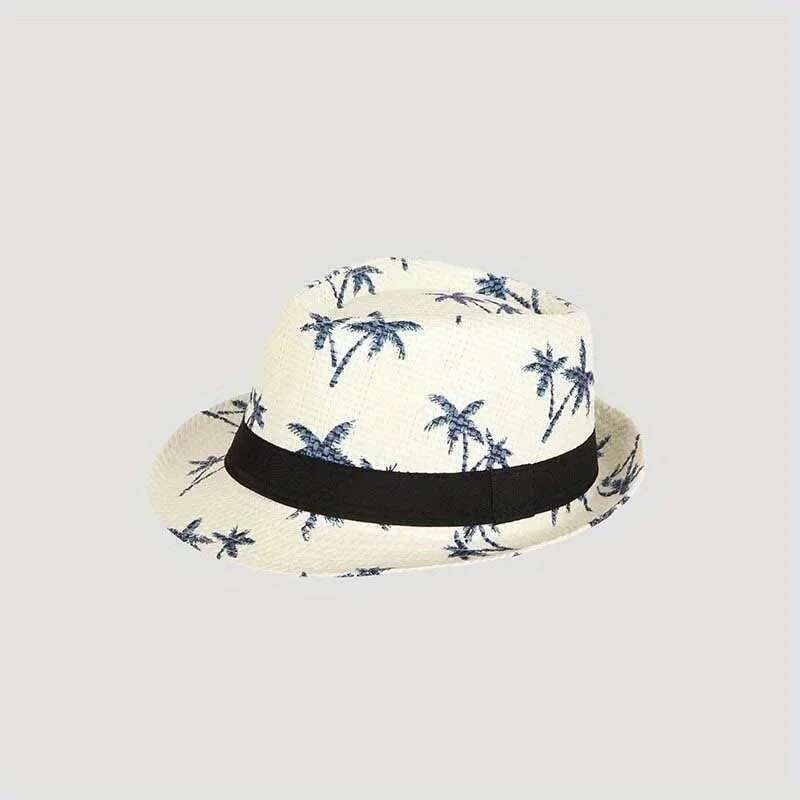 Coconut Tree Pattern Printed Top Shading Breathable Summer Outdoor Beach Travel Sun Protection Hat
