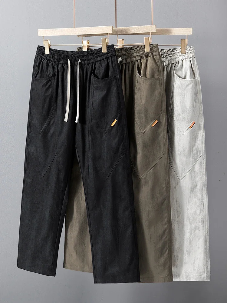 Korean Clothes Mens Casual Pant Straight Wide Leg Trouser Male Big Size Plus Large Baggy Fashion Spring Summer Loose Fit 250311