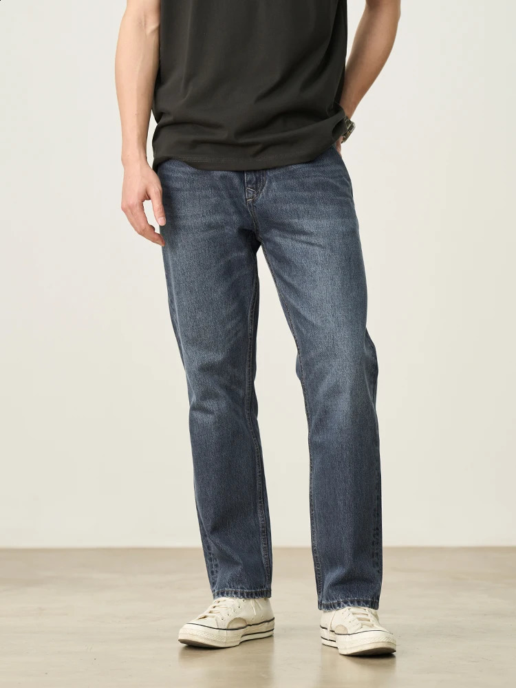 2025 Srping loose tapered jeans mens 135oz washed retro denim pants plus size 250312