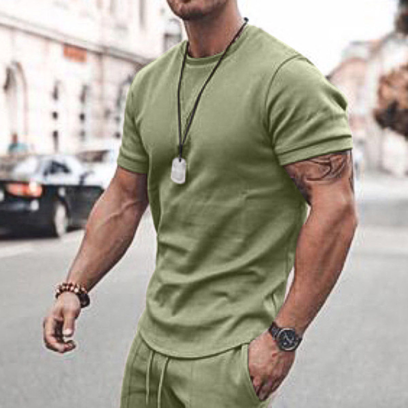 Men's Tracksuits Summer Short Sleeve Leisure Suit Fashion Outdoor Fitness Men Breathable T-shirt Sports Shorts Two Sets