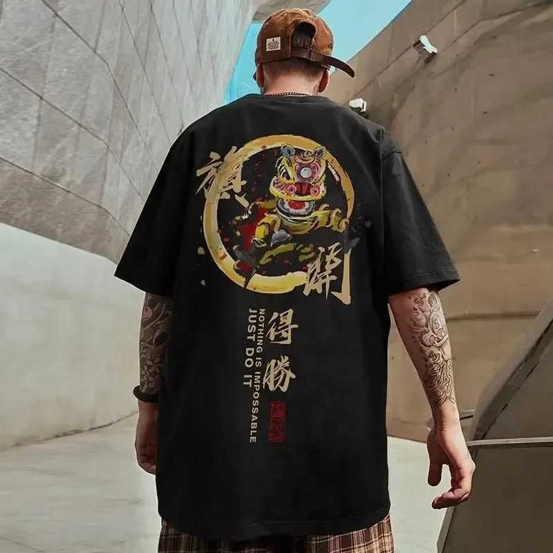 Mens pure cotton short sleeved T-shirt summer oversized loose breathable graphic gym wild street clothing Y2k Harajuku Gothic clothingT250318
