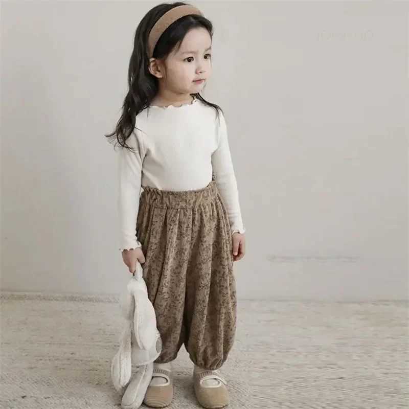 1-12Y Childrens Korean Casual Clothing Autumn Baby Retro Loose Boys Outdoor Harem Pants Printed Girls Childrens Fashion TrousersT250318