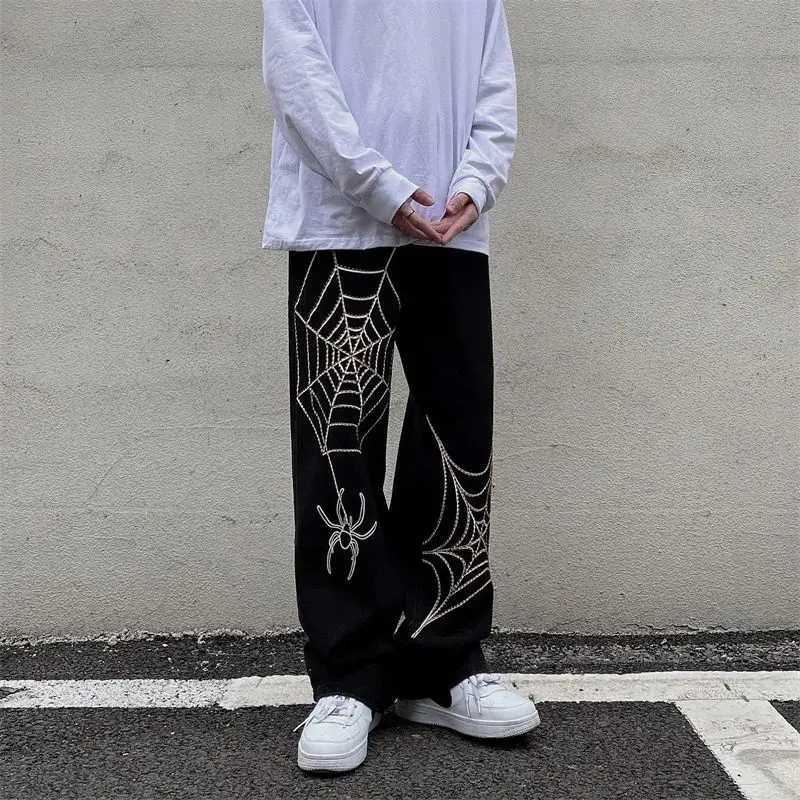 Streetwear Black Y2k Baggy Pants Men Anime Wide leg Sweatpants Male Oversize Techwear Print Straight Trousers 2023 New X250319