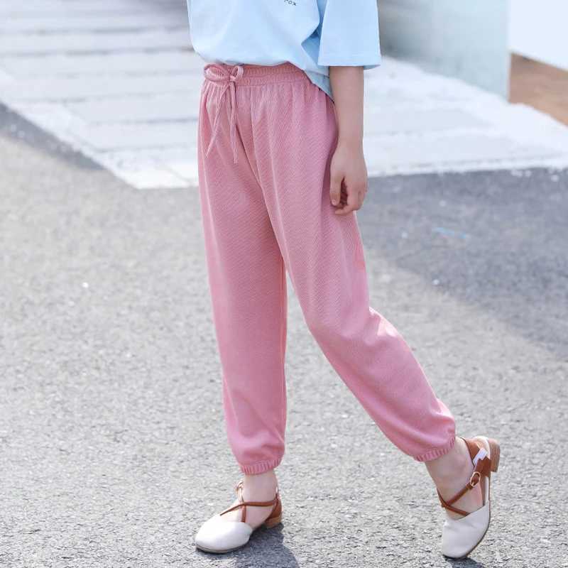 Little Girls loose pink pants summer casual fashion childrens clothing green wide leg pants childrens bag Trouser 6 8 10 12 yearsT250318