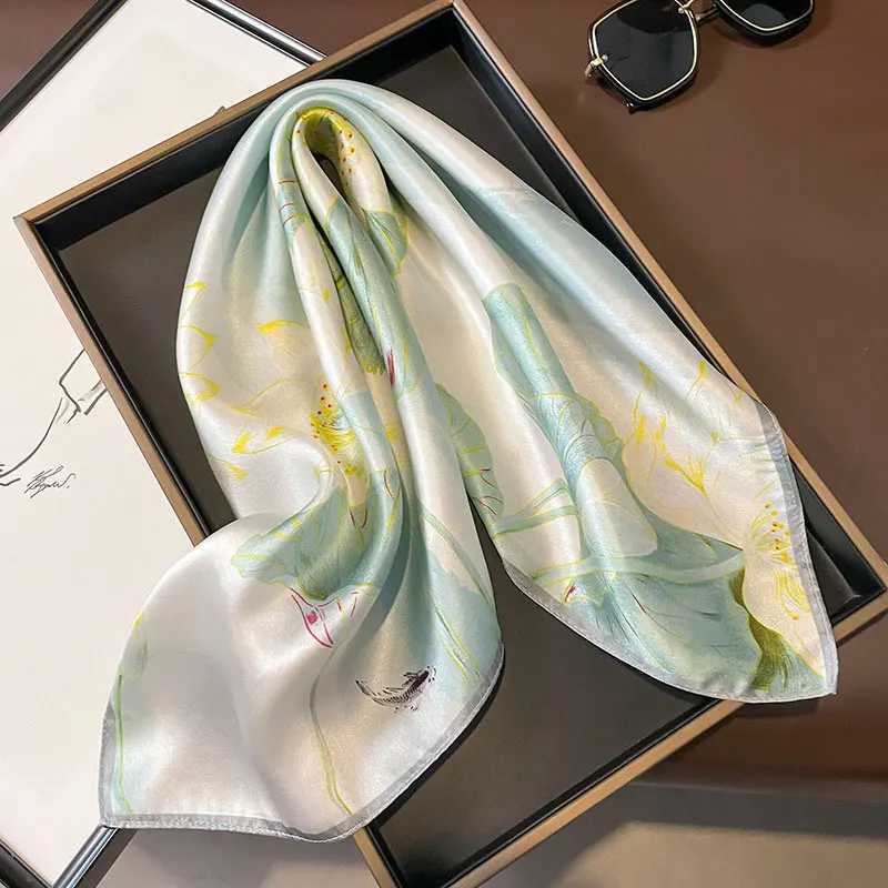 100% Silk Scarf Wen Kerchief Mberry Luxury Spring Square Fashion Print Foard Fem Lady Shawl Wraps Hijab Bandana Scarves X250319