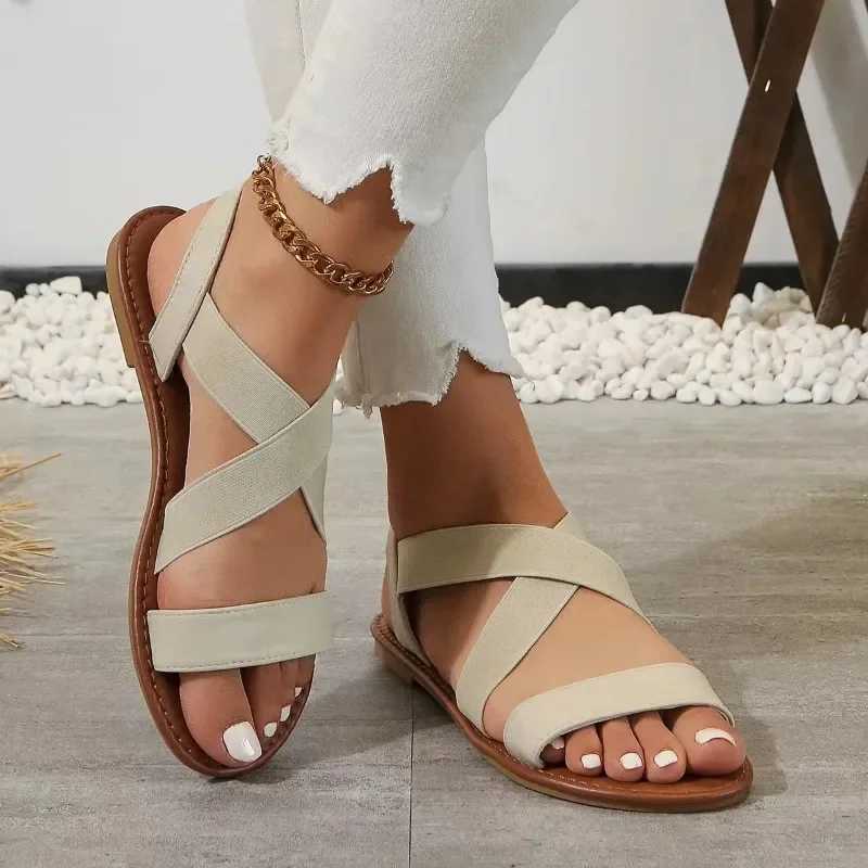 New Arrival Summer new womens flat Roman sandals with non slip rubber soles fashionable womens shoes T250318
