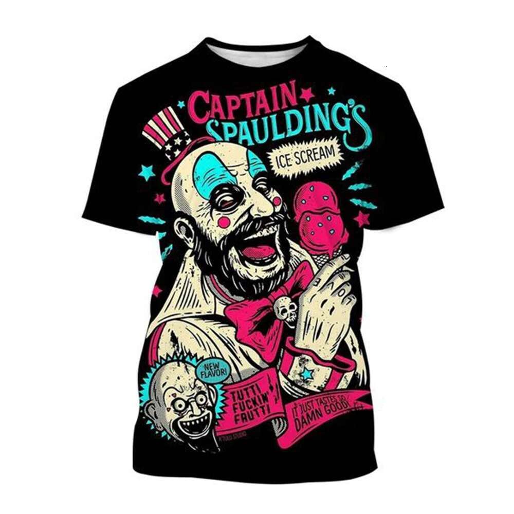 2024 Special Offer Captain Spaulding Funny 3D Printed T-shirt 1000 Corpse Home Fashion Men's Hip Hop Harajuku T-shirt Street Clothing