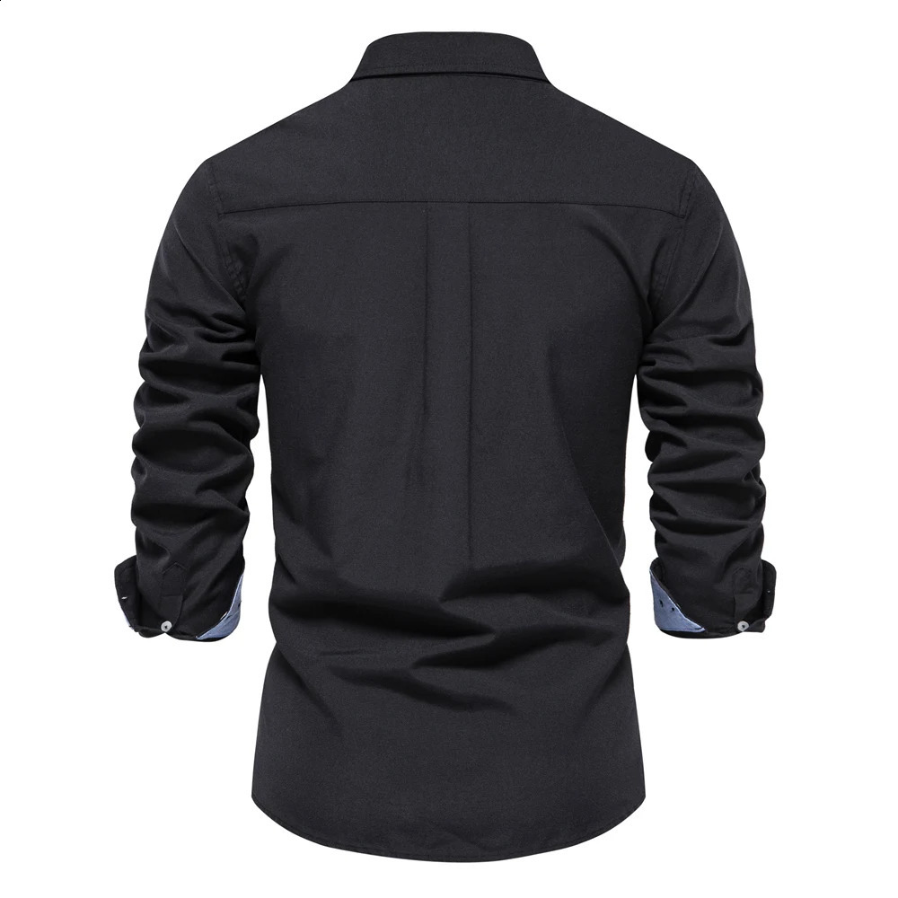AIOPESON Autumn Cotton Oxford Shirt Long Sleeve Button Mens Social Business Casual 250317