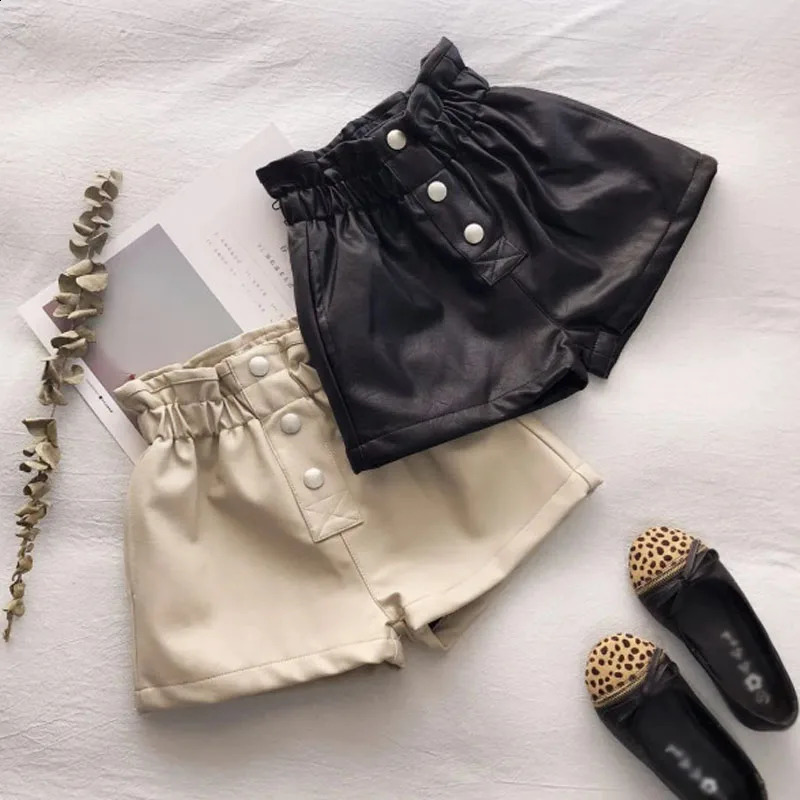 Girls Velvet Leather Shorts Autumn Winter Clothes Korean Girls Clothing Street Fashion High Waist Leather Shorts 250319