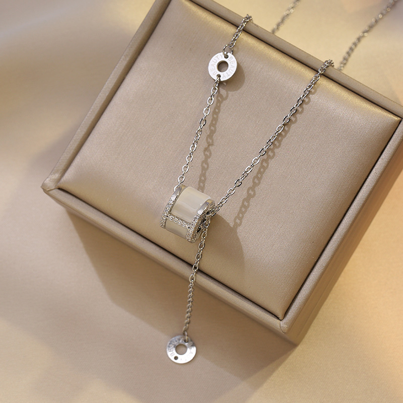 Elegant Titanium Steel Womens Necklace High End Light Luxury Collarbone Chain Jewelry for a Niche Style Statement