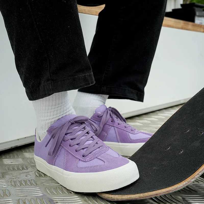 Jewelry Purple Soft Cfortable Man Sneakers For Skateboarding Two-Te Shoelace Suede Canvas Fi Skate Shoes Y250318
