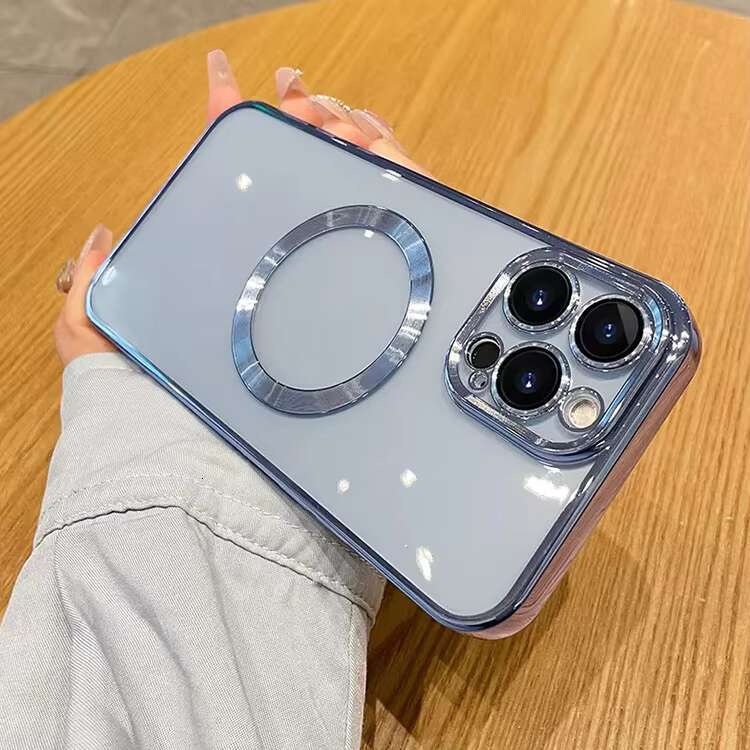 Transparent Phone Case for iPhone 15 14 13 12 11 Pro Max With Lens Protector Magnetic Wireless Charging Cover