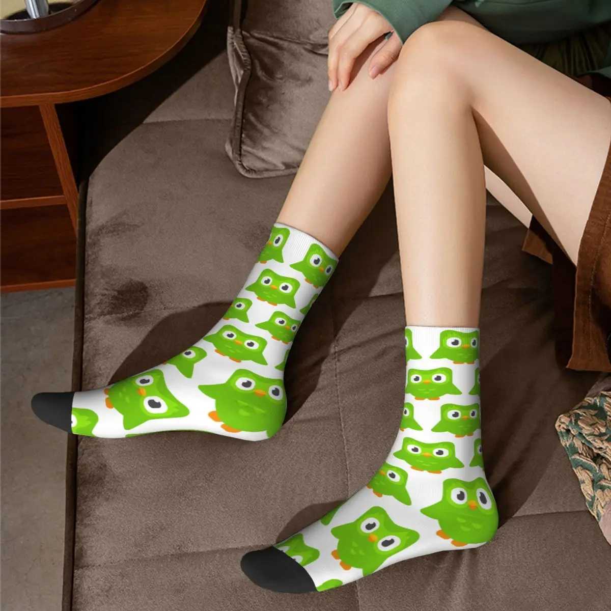 Duolingo Owl Duo Socks Harajuku Super Soft Socks Four Seasons Long Socks Mens Gift Accessories X250319
