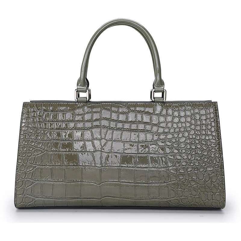 Aidrani Light Crocodile Pattern Genuine Leather Women's Fashionable And Versatile Advanced Grey Cowhide Crossbody Bag